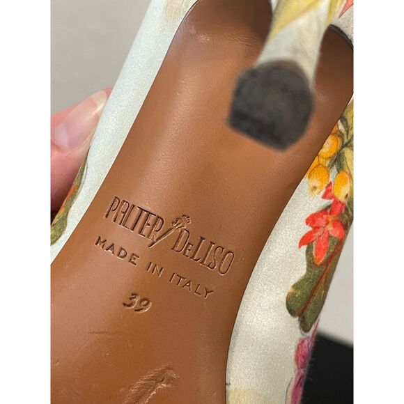 ~ Palter DeLiso 39 Monet Floral Silk Pump Size IT Italy Italian Heels Stiletto - Picture 12 of 16